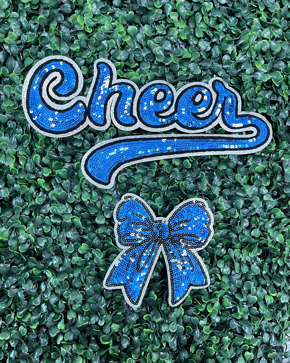 Blue Bow SET OF 2-Sequins 5"-(EXCLUSIVE)