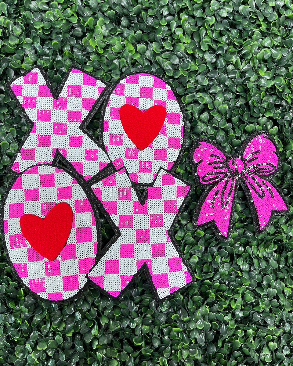 Hot Pink Bow SET OF 2-Sequins 5"-(EXCLUSIVE)