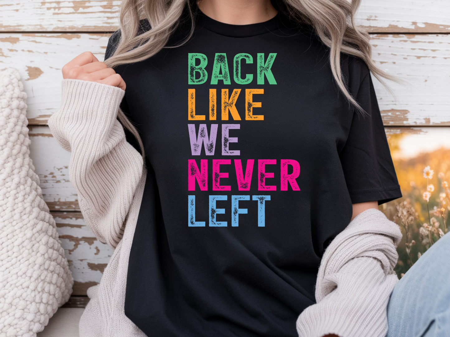 Back Like We Never Left w/ Pocket - DTF TRANSFER - WHOLESALE