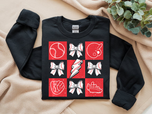 Baseball Bow Grid- Full Color-DTF Transfer-2-5 Business Days