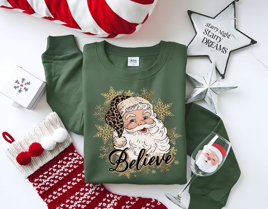 Believe Leopard Santa-Full Color-DTF TRANSFER-2-5 Business Days
