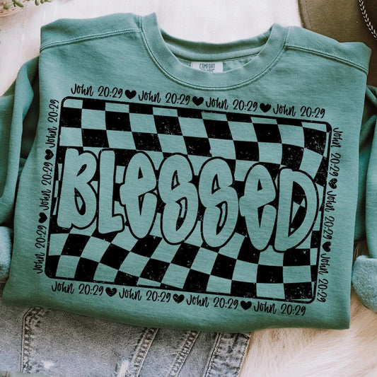 Blessed Checker Retro - Full Color - DTF Transfer - 2-5 Business Days
