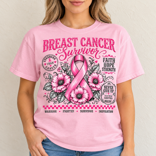Breast Cancer Survivor- Full Color DTF TRANSFER