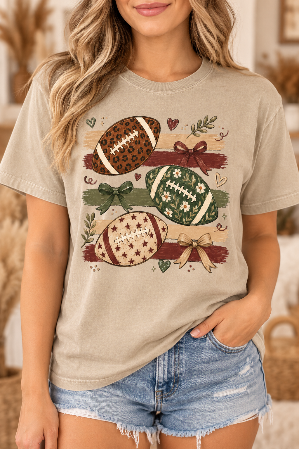 Preppy Fall Football - Full Color - DTF Transfer - 2 to 5 business days