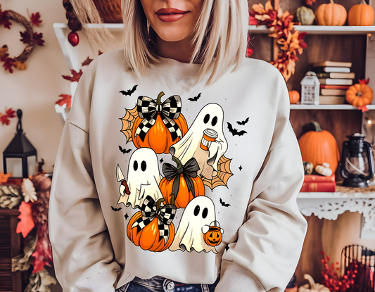 Bow Pumpkins Ghosties with a side of bats- Full Color DTF Transfer - Friday New Releases