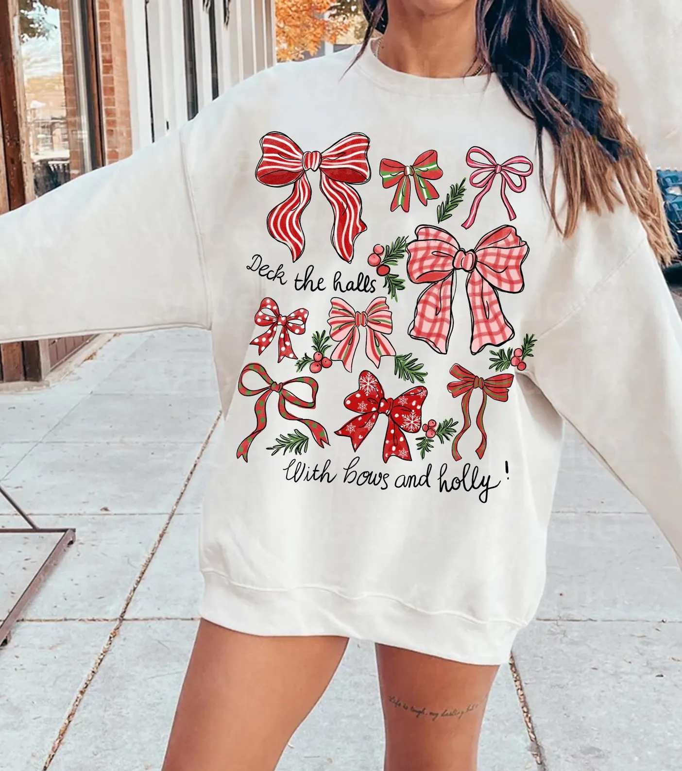 Bows and Holly - Full Color DTF Transfer - Friday New Releases