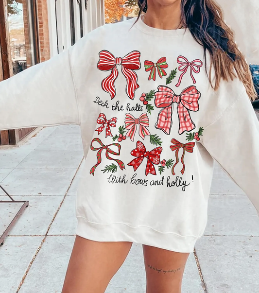 Bows and Holly - Full Color DTF Transfer - Friday New Releases