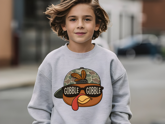 Gobble Turkey Camo Boy-Youth-Full Color-DTF Transfer-2-5 Business Days