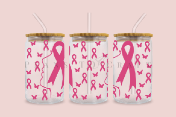 Breast Cancer Ribbon- 16oz UVDTF Wrap-WHOLESALE