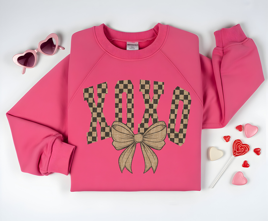 Brown Checkered XOXO-Full Color DTF Transfer - 2-5 Business Days