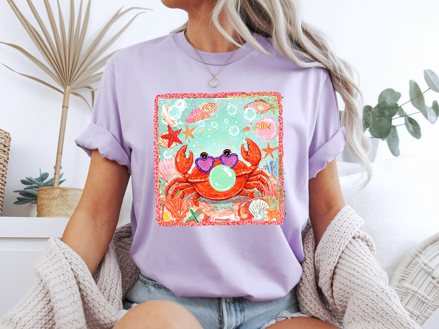 Bubble Gum Crab - Full Color - DTF Transfer - 2-5 Business Days