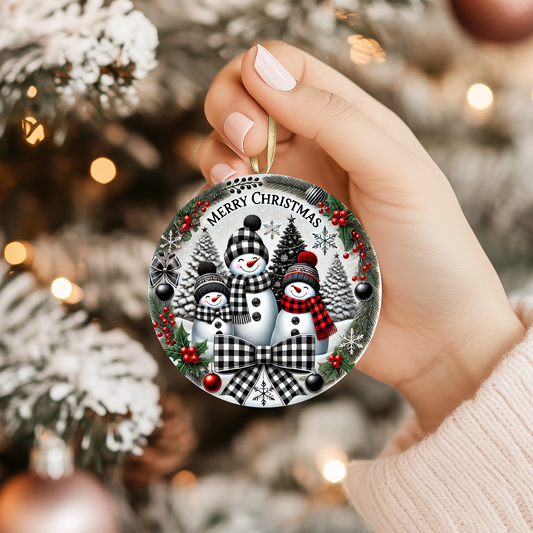 Buffalo Plaid Merry Christmas -UV Ornament Sticker -RTS