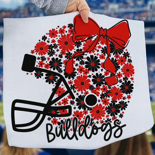Bulldogs floral helmet- Full Color- DTF TRANSFER-NEW RELEASE