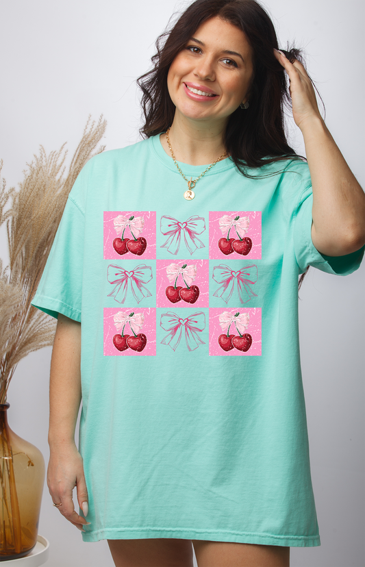 Checkered Cherry bow