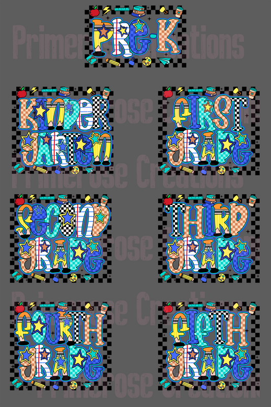 Checkered Boy Back to School- Pre Made Gang Sheet 24X36
