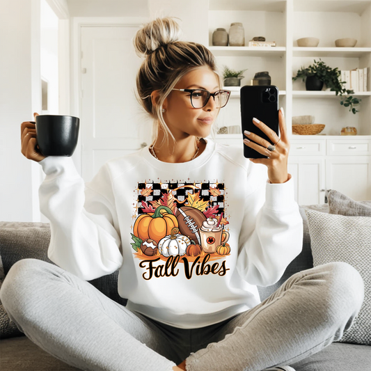 Checkered Fall Vibe-Full Color- DTF TRANSFER