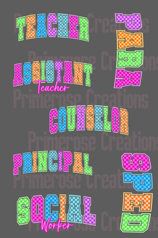 Checkred Teacher Job- Pre Made Gang Sheet 24X36