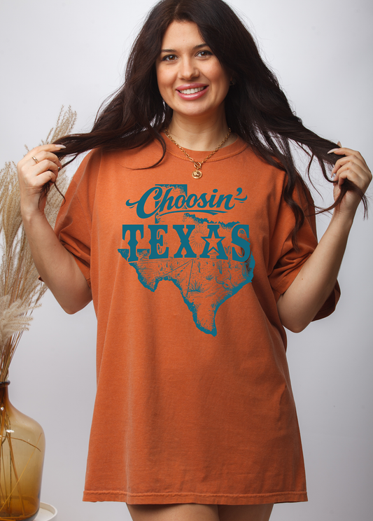 Choosin Texas - Blue - Full Color - DTF Transfer - 2-5 Business Days
