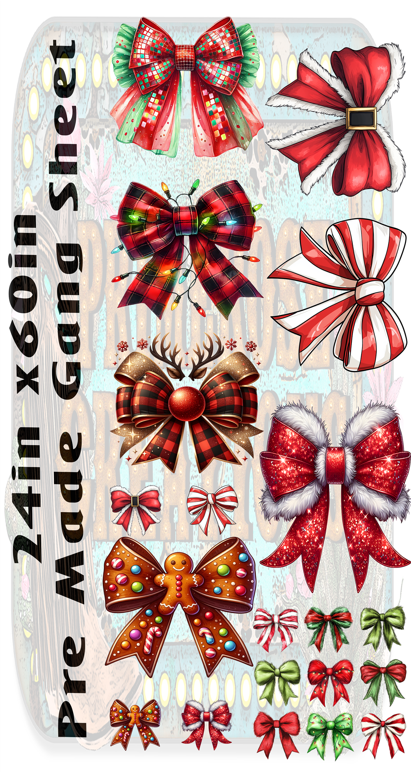 Christmas Coquette Bow Pre-Made Gang sheet