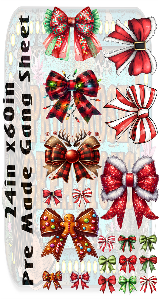 Christmas Coquette Bow Pre-Made Gang sheet