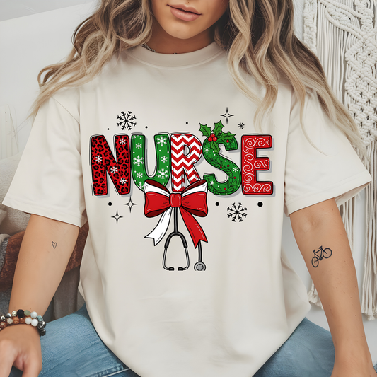 Christmas nurse-Tree-Full Color-DTF TRANSFER-2-5 Business Days