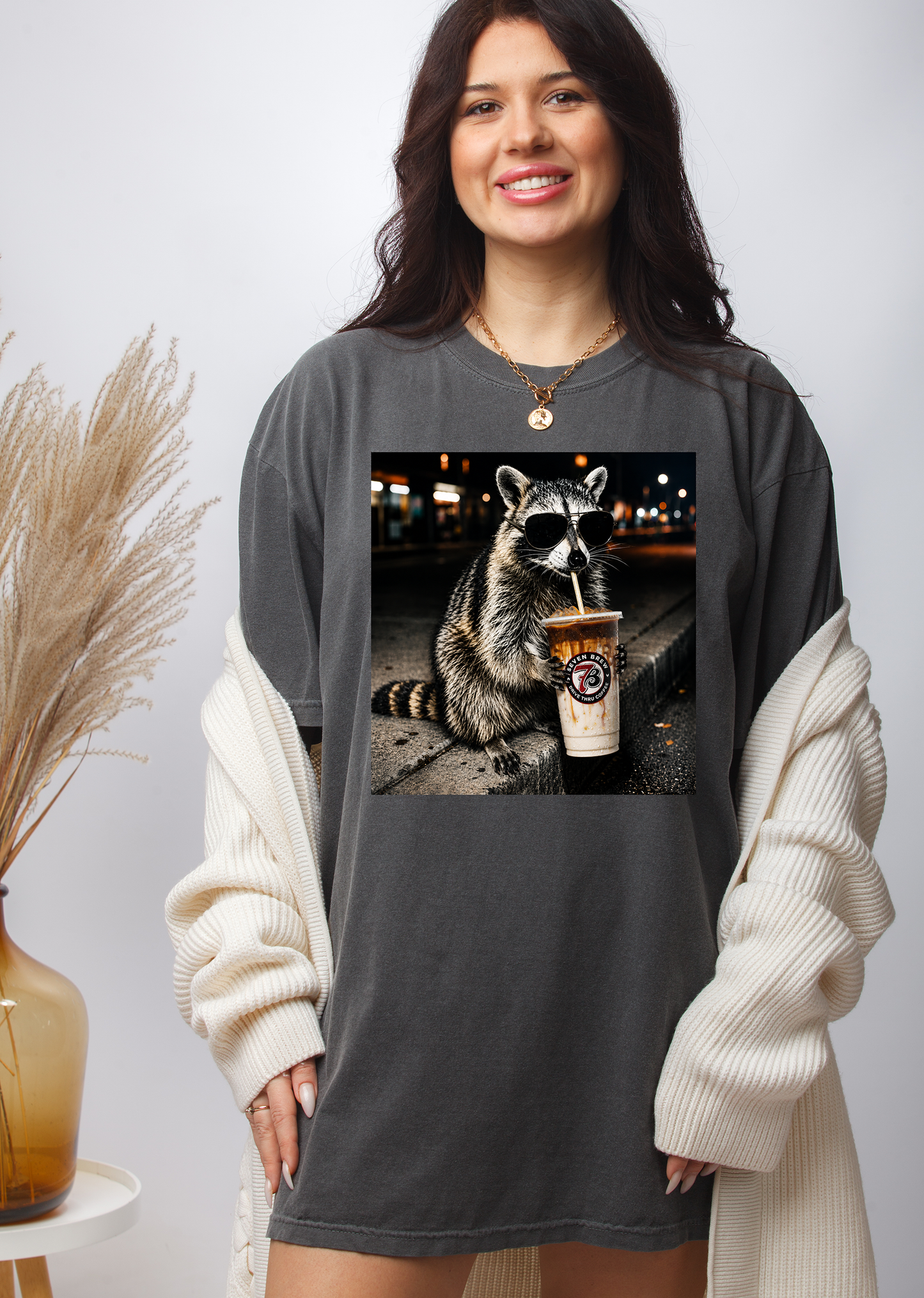 Coffee Racoon - Full Color - DTF Transfer - 2-5 Business Days