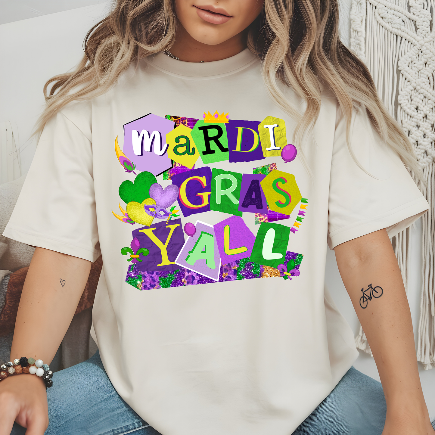 Collage Preppy Mardi Gras-Full Color-DTF Transfer-2-5 Business Days