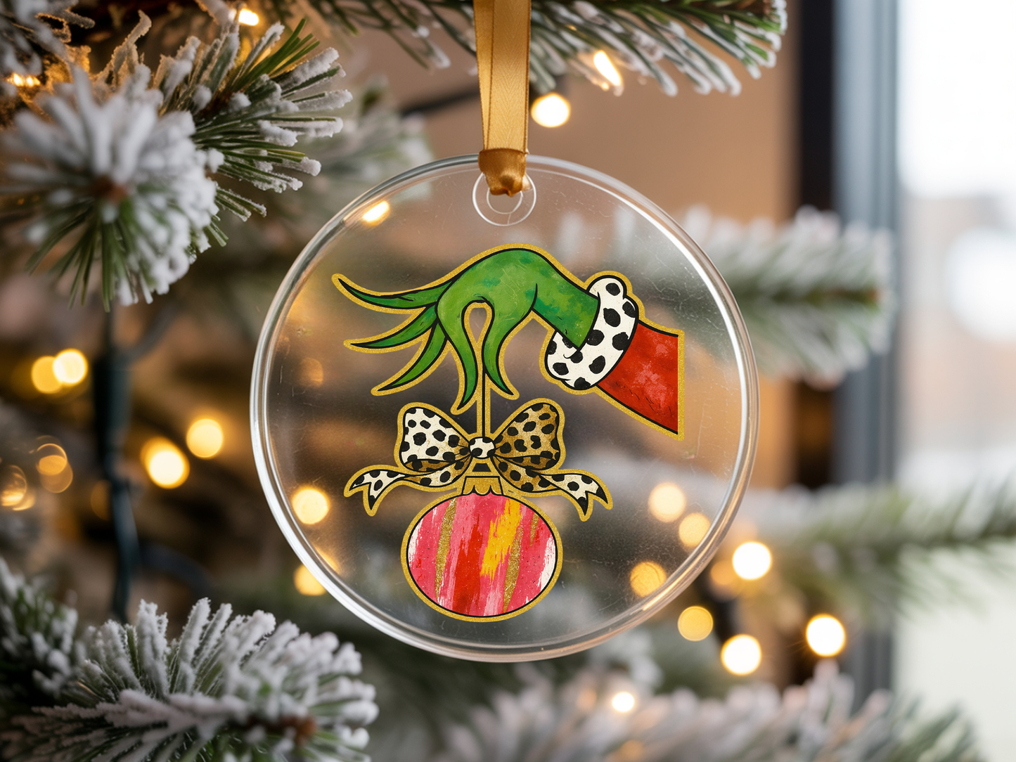 Colorful Coquette Christmas-UV Ornament Sticker -2-5 Business Days