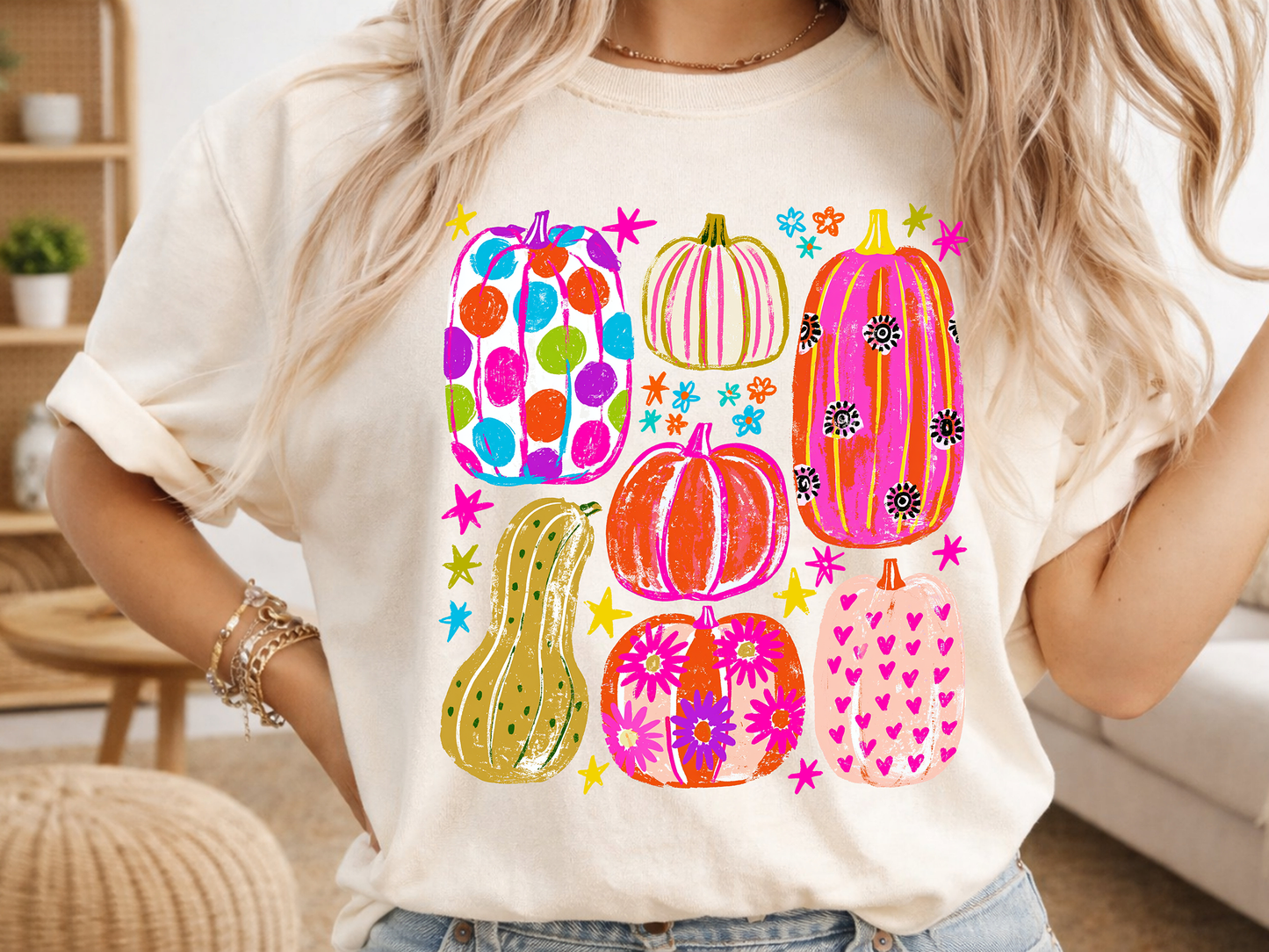 Color Hand Drawn Pumpkins - DTF Transfer - Flash Grab Friday