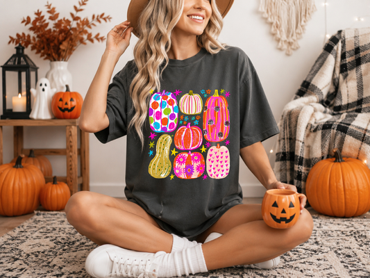 Color Hand Drawn Pumpkins - DTF Transfer - Flash Grab Friday