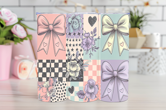 Floral Coquette Bow- 20oz TUMBLER WRAP