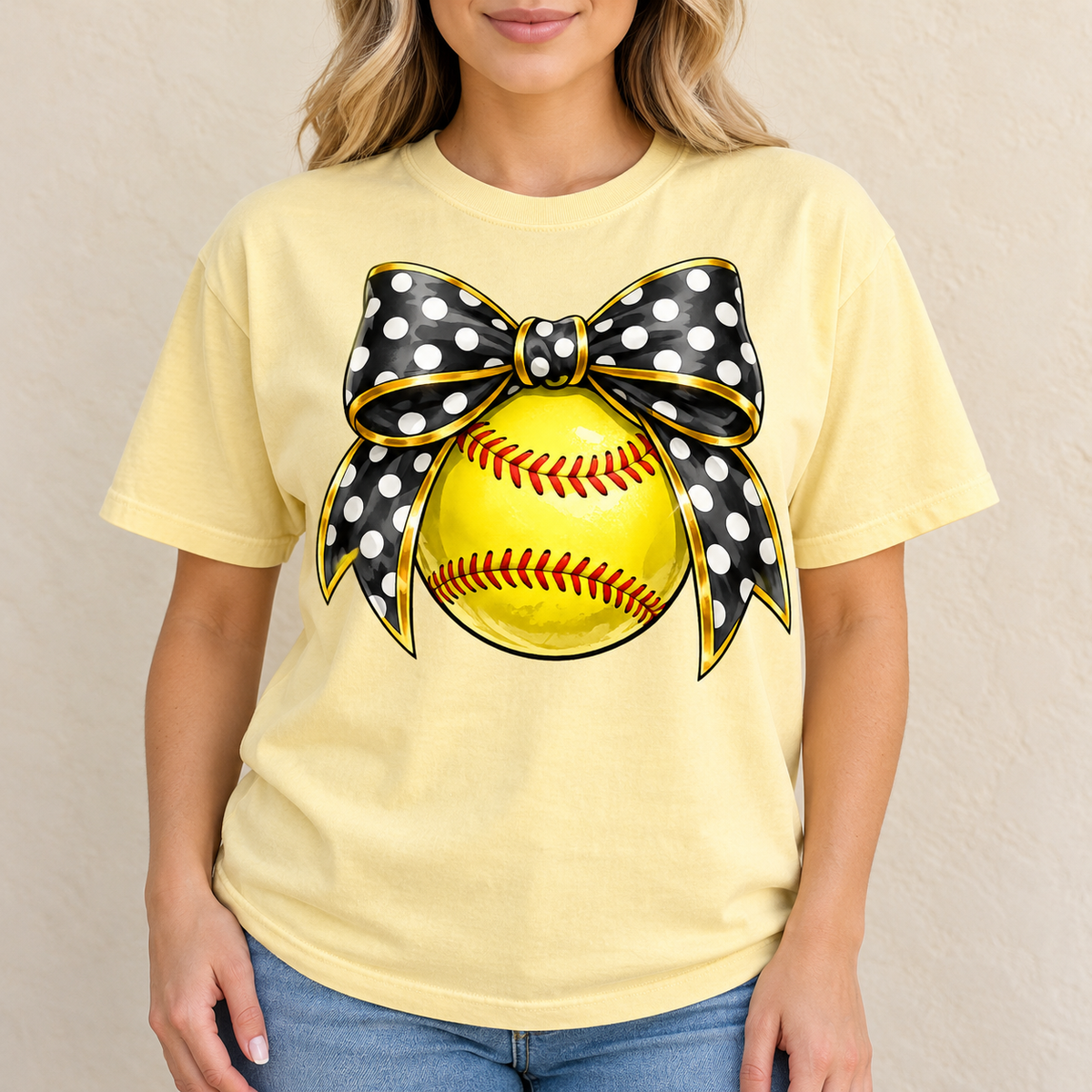 Softball Bow- Full Color DTF TRANSFER