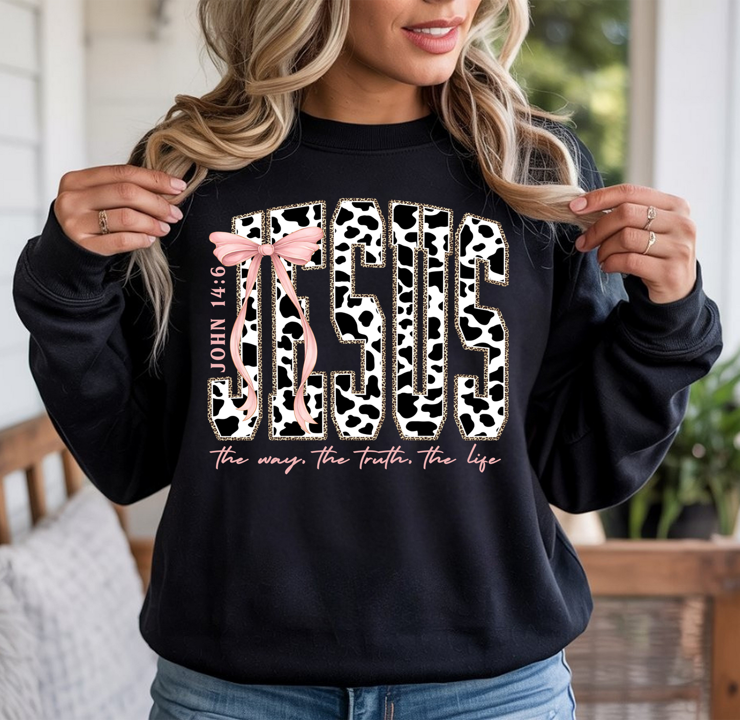 Cow Print Jesus - Full Color DTF Transfer - 2-5 Business Days