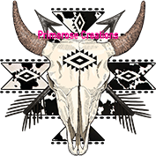 Aztec Cow Skull Black and White DTF