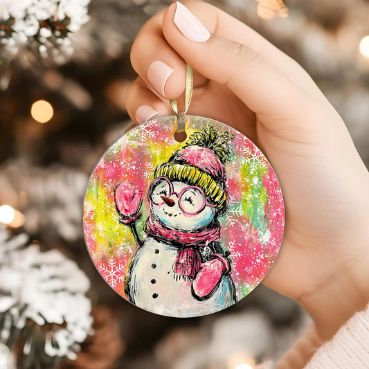 Cute Snowman-UV Ornament Sticker -RTS