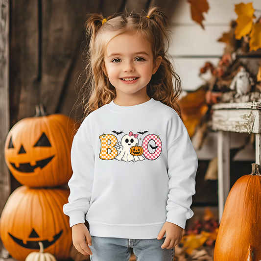 BOO Pumpkin Spooky Vibes Girl-Youth-DTF Transfer