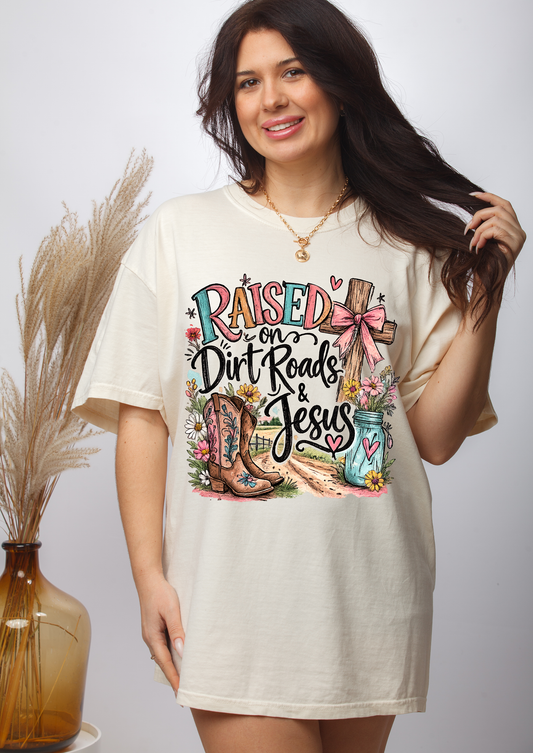 Dirt Roads & Jesus - Full Color - DTF Transfer - 2-5 Business Days