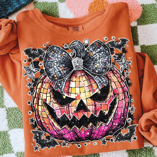 Disco Spooky Pumpkin - Full Color DTF Transfer - RTS # 16