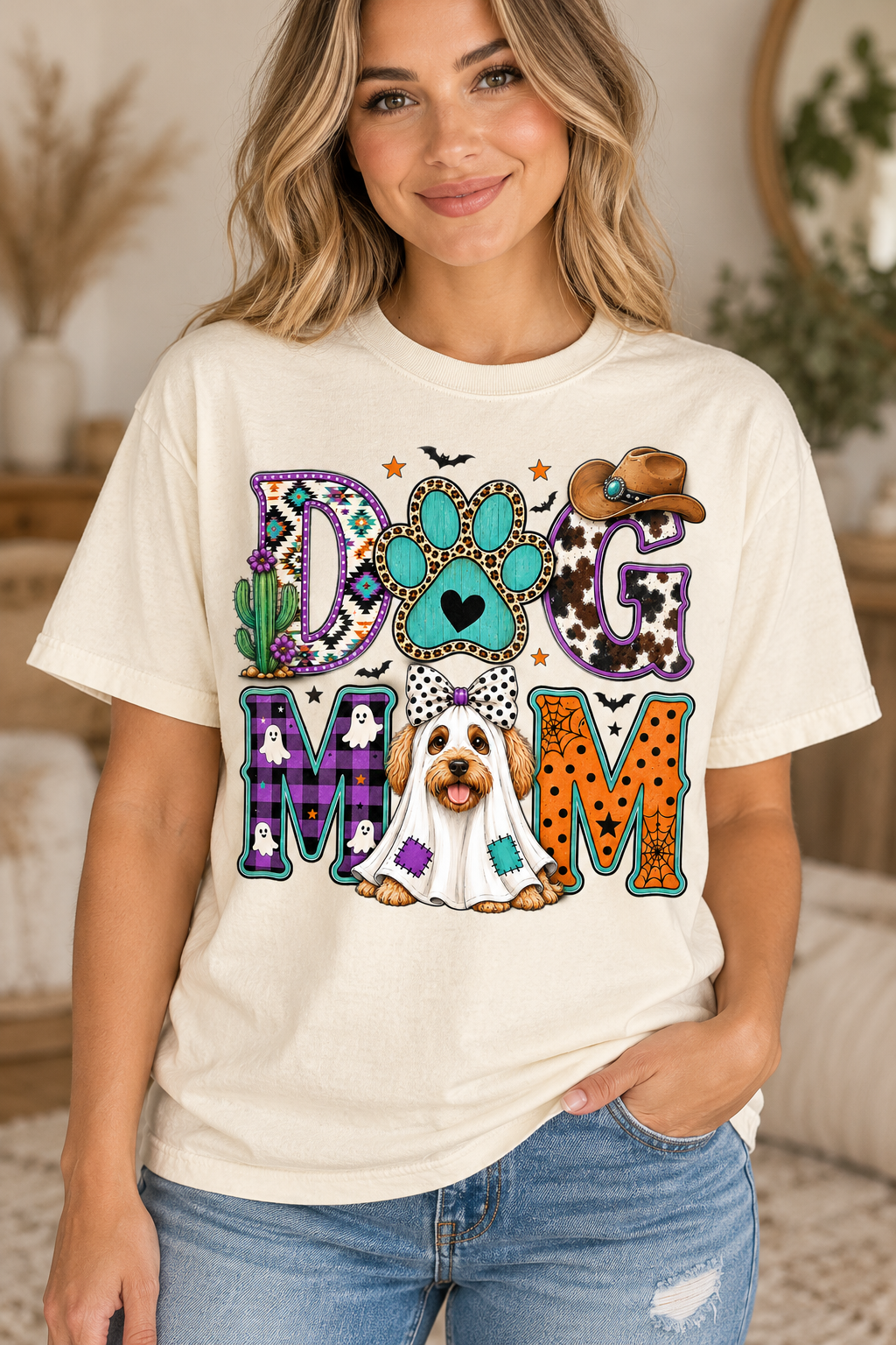 Halloween Dog Mom- Full Color - DTF Transfer - 2 to 5 business days