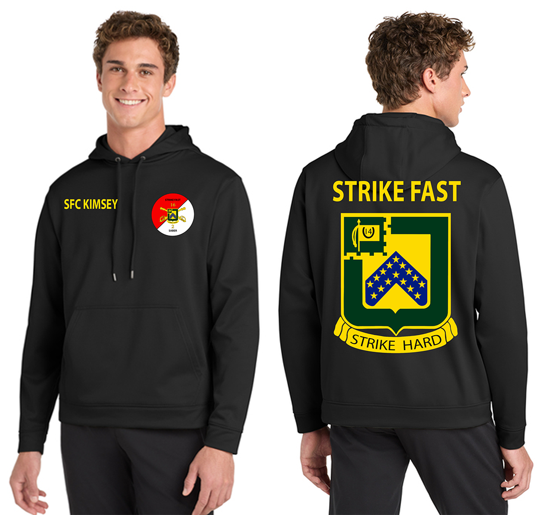 Dri Fit Hoodie - Front & Back - Rank & Name -