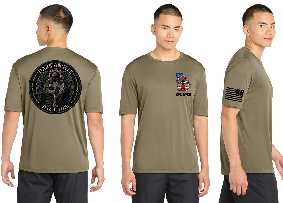 Dri Fit Short Sleeve T-Shirt - Front, Back, & Shoulder - Rank & Name