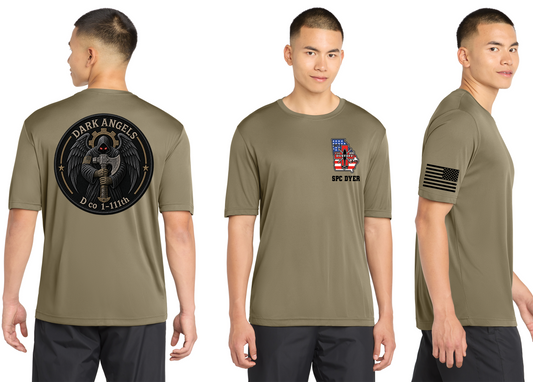 Dri Fit Short Sleeve T-Shirt - Front, Back, & Shoulder - Rank & Name