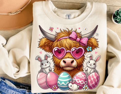 Easter Bunny Highland Cow - DTF TRANSFER - PREORDER