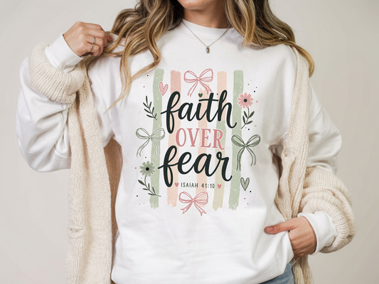 Faith Over Fear Striped - Full Color - DTF Transfer - 2-5 Business Days