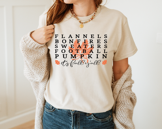 Fall List It's Fall Y'all-Full Color -DTF TRANSFER