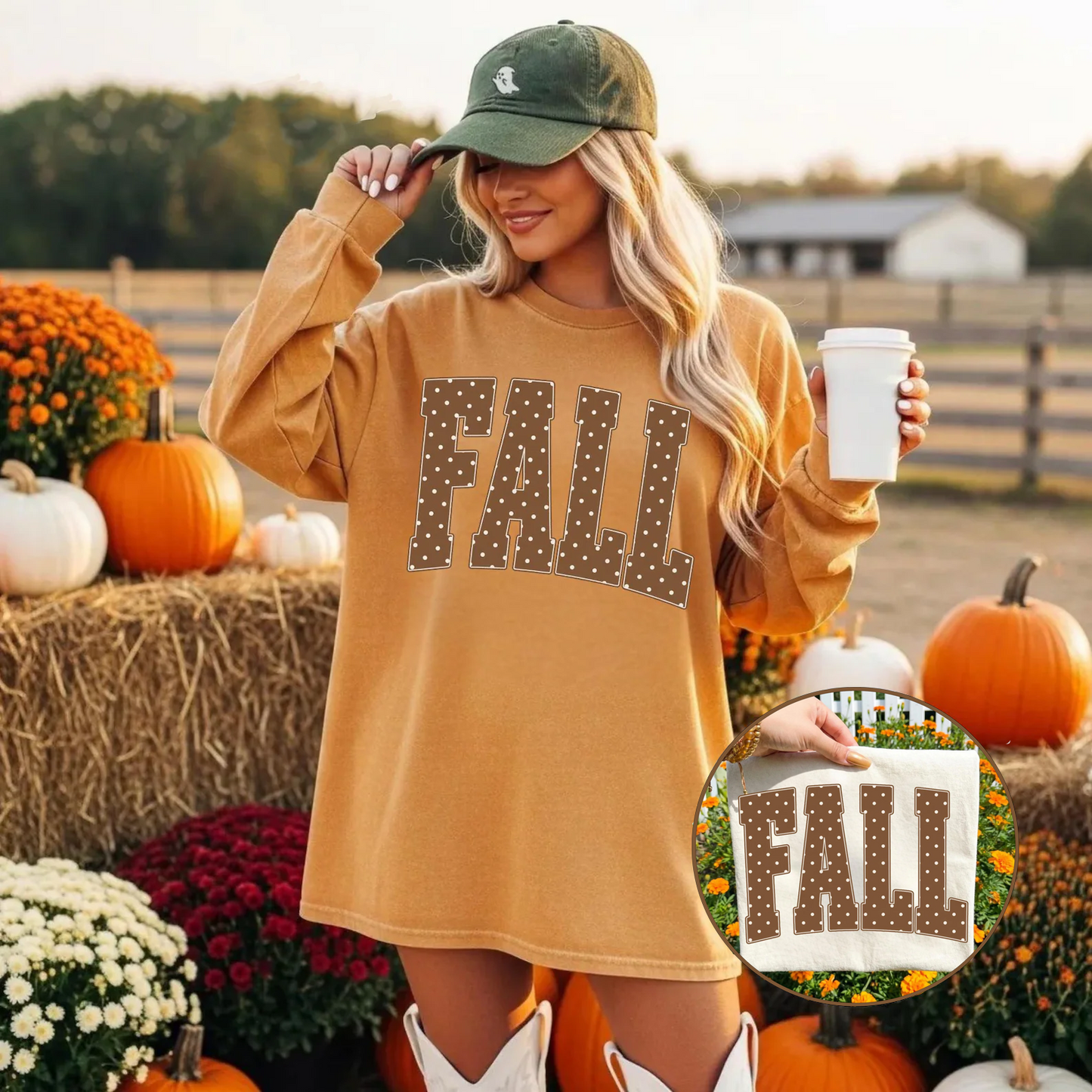 Fall Polka Brown - Full Color - DTF Transfer - Grab It Tuesday