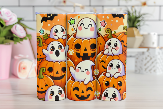 Fall Pumpkin Ghostie  -20oz TUMBLER WRAP