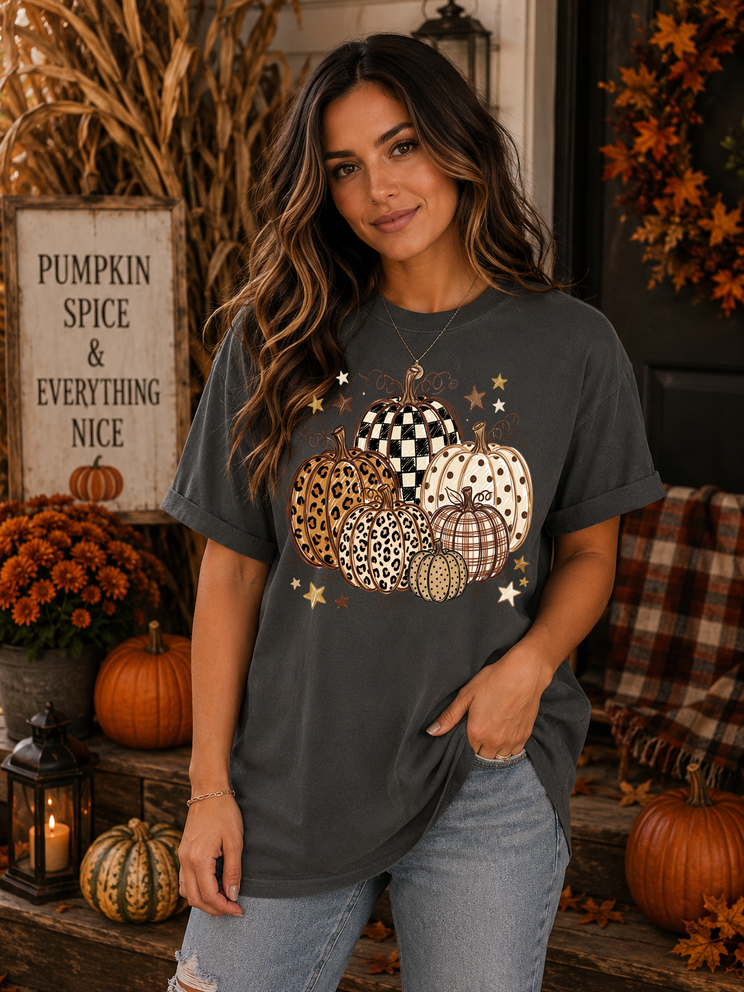 Fall Pumpkins - Full Color DTF Transfer - Grab It Tuesday