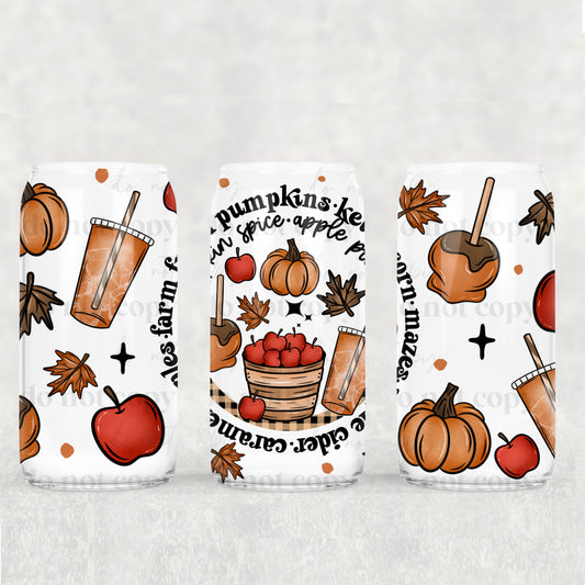 Fall Things Circle - 16 oz UVDTF Wrap - RTS