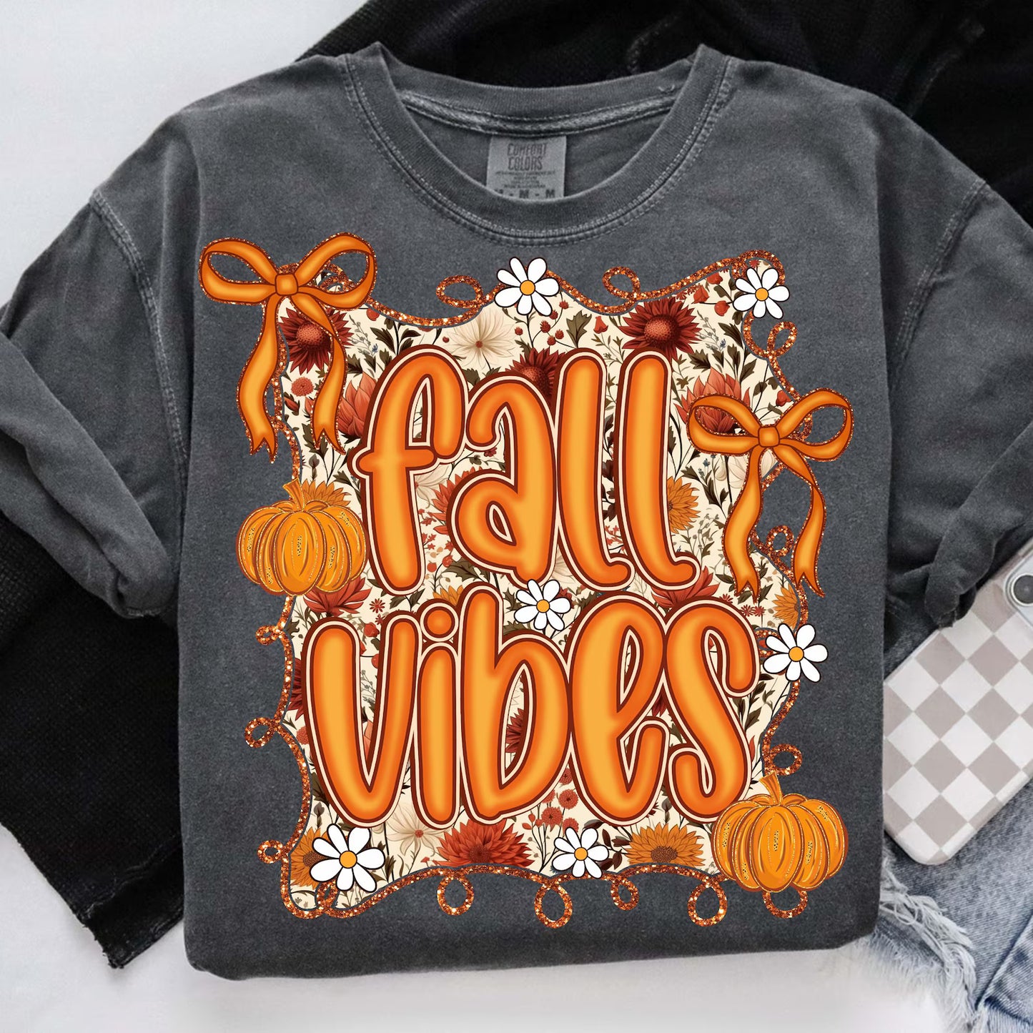 Fall Vibes Floral-Full Color DTF Transfer -2-5 Business Days
